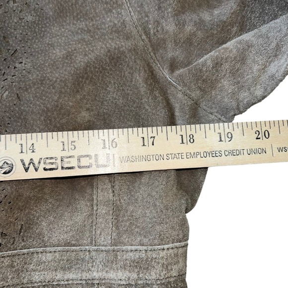 Willi Smith Brown Leather Cut Out Single Button Boho Indie Jacket Small‎ - Picture 5 of 8